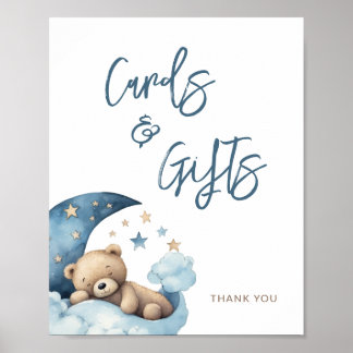 Affiche Cartes et cadeaux de Baby shower Teddy Bear Moon