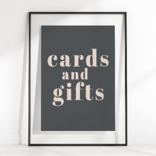 Affiche Cartes et cadeaux de baby shower typographie boho 