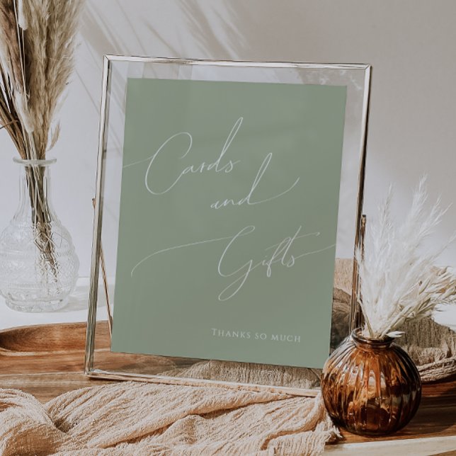 Affiche Cartes et cadeaux de Baby shower vert Sage Whimsic (Créateur téléchargé)