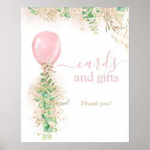 Affiche Cartes Et Cadeaux De Balloon De Girl Gold Eucalypt