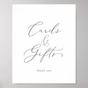 Affiche Cartes et cadeaux de calligraphie argentée délicat