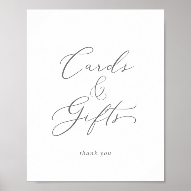 Affiche Cartes et cadeaux de calligraphie argentée délicat (Devant)
