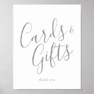 Affiche Cartes et cadeaux de calligraphie argentée élégant