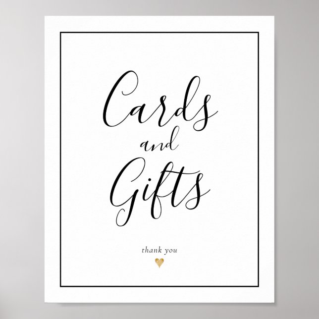 Affiche Cartes et cadeaux de calligraphie élégante enseign (Devant)