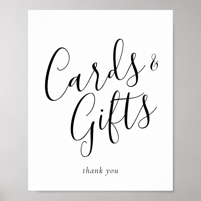 Affiche Cartes et cadeaux de calligraphie élégante enseign (Devant)