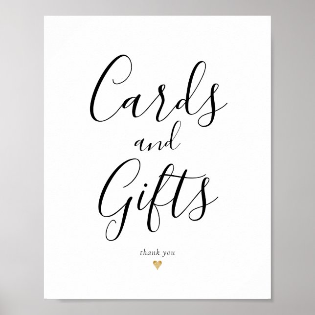 Affiche Cartes et cadeaux de calligraphie élégante enseign (Devant)
