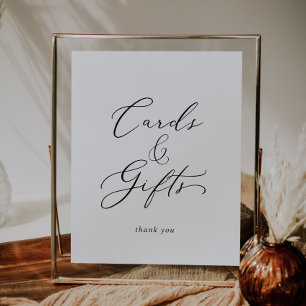 Affiche Cartes et cadeaux de calligraphie noire délicate