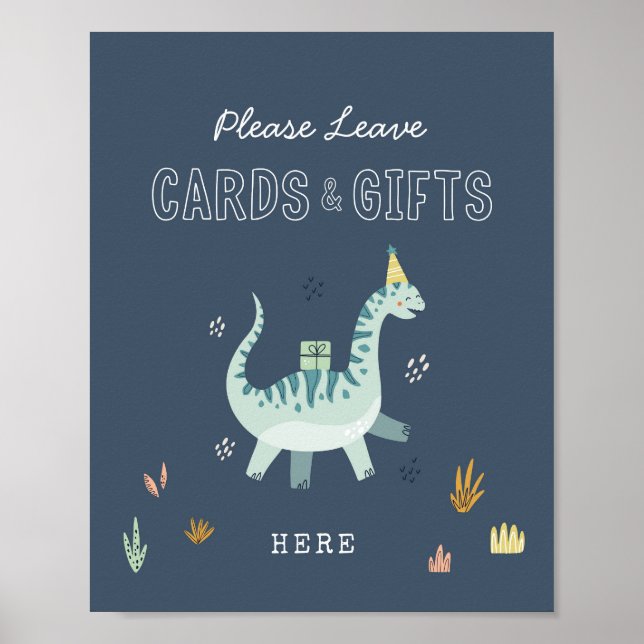Affiche Cartes et cadeaux de dinosaure mignons Panneau de  (Devant)