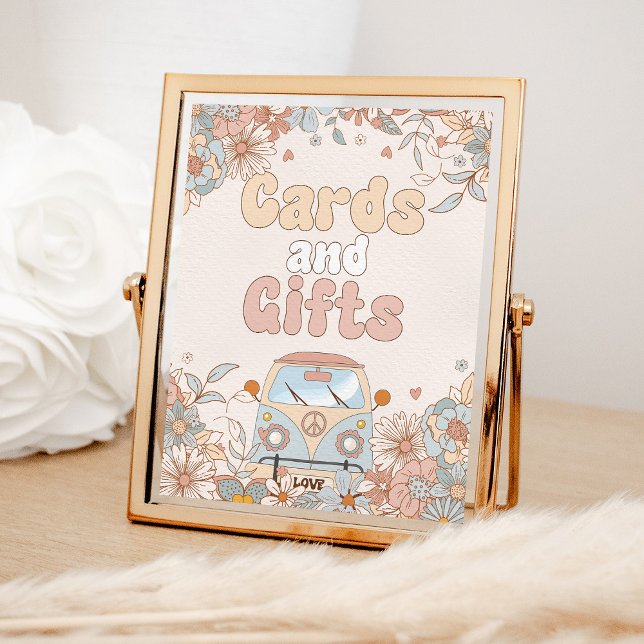 Affiche Cartes et cadeaux de douche hippie Super Floral (Créateur téléchargé)