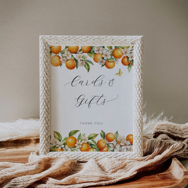 Affiche Cartes et Cadeaux de Fête de Bébé Oranges Éclatant (Créateur téléchargé)