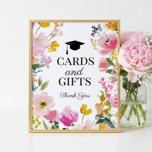 Affiche Cartes et cadeaux de fête de fin d'études floraux
