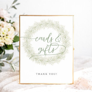 Affiche Cartes et Cadeaux de Fête de Mariage Fleurs Blanch