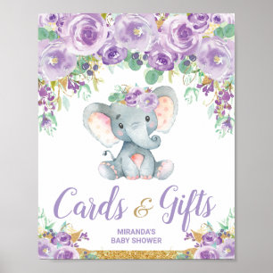 Affiche Cartes et Cadeaux de Fête de Naissance d'Éléphant