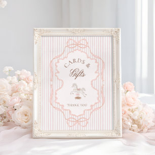 Affiche Cartes et Cadeaux de Fête de Naissance Rose Cheval