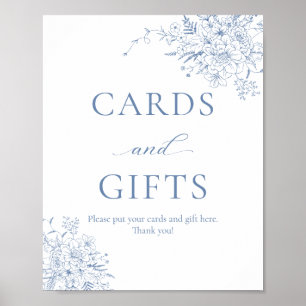 Affiche Cartes et cadeaux de Fête des mariées bleu