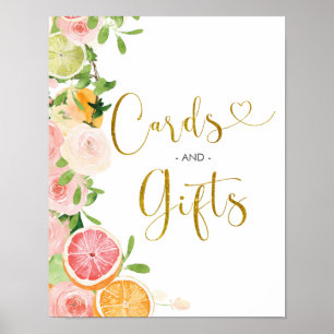Affiche Cartes et cadeaux de fête prénuptiale Citron Rose