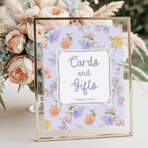 Affiche Cartes et cadeaux de Fêtes des mariées florales po