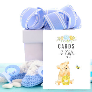 Affiche Cartes et cadeaux de garçon Baby shower ours en pe