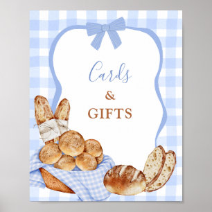 Affiche Cartes et Cadeaux de Gingham à carreaux bleus Bun 