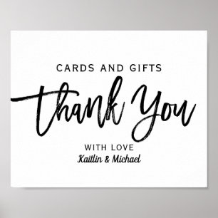 Affiche Cartes et cadeaux de mariage 8x10 Typographie   No