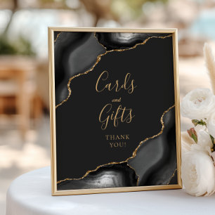 Affiche Cartes et Cadeaux de Mariage Agate Noire Or Sombre