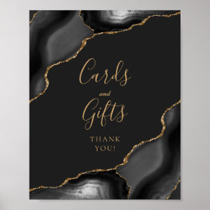 Affiche Cartes et Cadeaux de Mariage Agate Noire Or Sombre