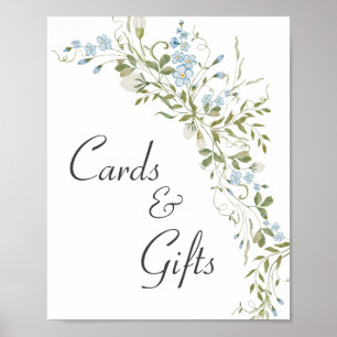 Affiche Cartes et cadeaux de mariage bleu fleur sauvage