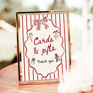 Affiche Cartes et cadeaux de mariage de Noël dessinés à la
