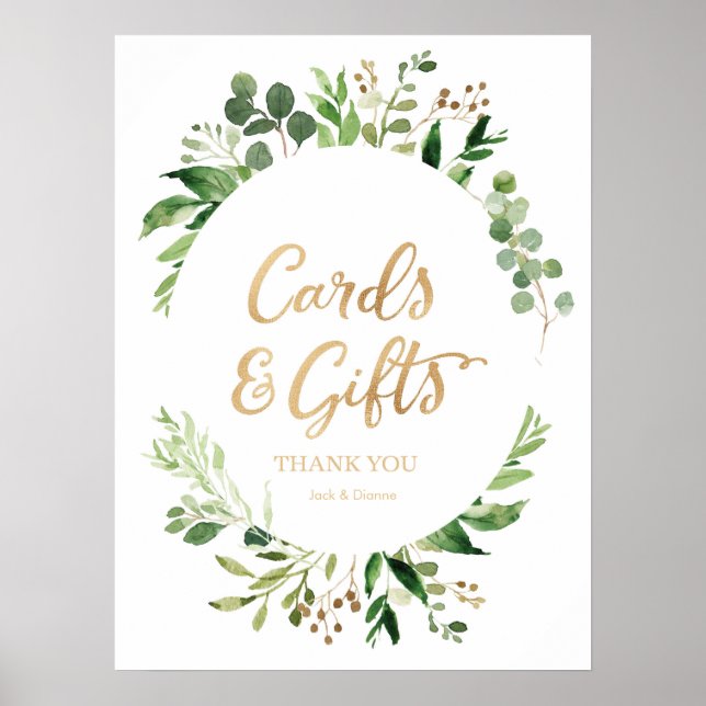 Affiche Cartes et cadeaux de mariage de verdure panneau de (Devant)