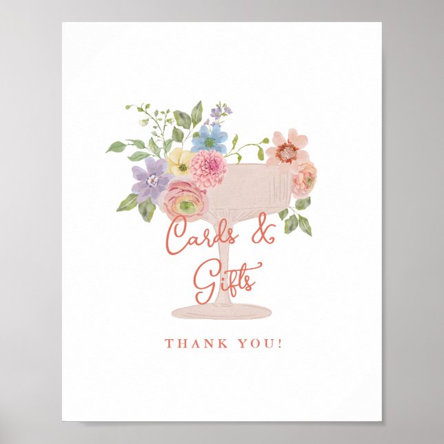 Affiche Cartes et Cadeaux de Mariage Jardin Fleurissant (Devant)