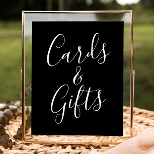 Affiche Cartes et cadeaux de mariage noir à l'écriture ten