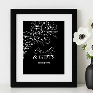 Affiche Cartes et cadeaux de mariage noir et blanc