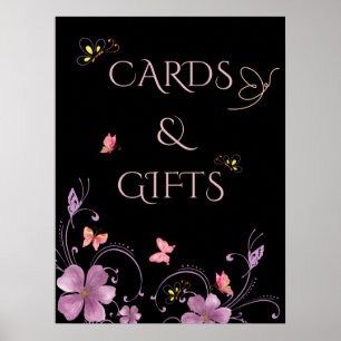Affiche Cartes et Cadeaux de Mariage Papillons Élégants