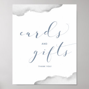 Affiche Cartes et Cadeaux de Mariage Poussiéreux Bleu & Gr