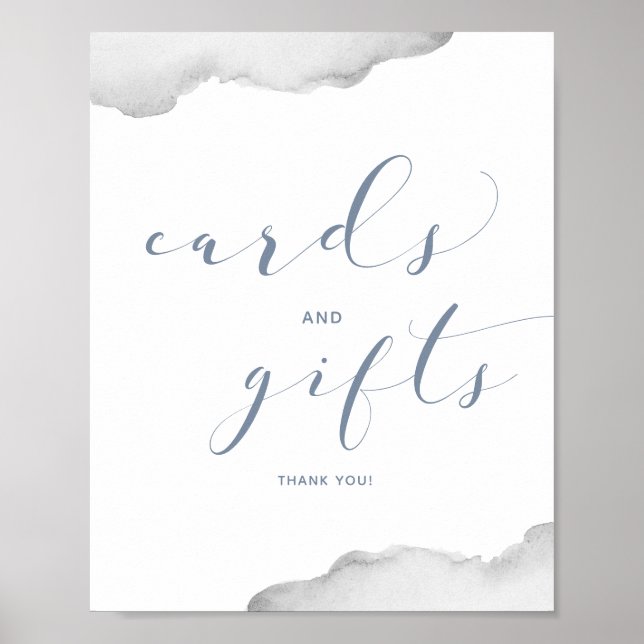 Affiche Cartes et Cadeaux de Mariage Poussiéreux Bleu & Gr (Devant)