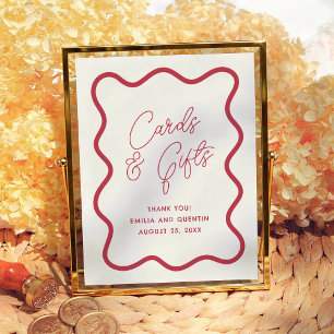 Affiche Cartes et Cadeaux de Mariage Rétro Colorés et Ondu