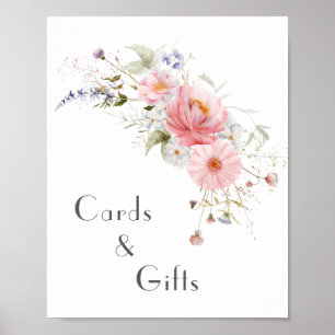 Affiche Cartes et cadeaux de mariage rose Fleur sauvage de
