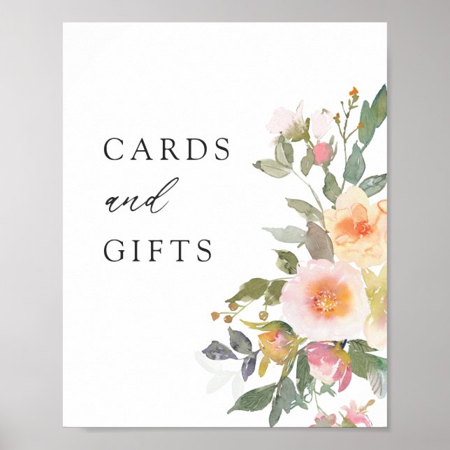Affiche Cartes et cadeaux de mariage Rustique Floral Sprin (Devant)