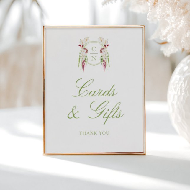 Affiche Cartes et cadeaux de monogramme floral en cascade (Créateur téléchargé)