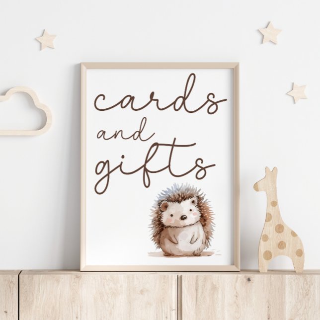 Affiche Cartes Et Cadeaux De Naissance Hérisson Mignon Béb (Créateur téléchargé)