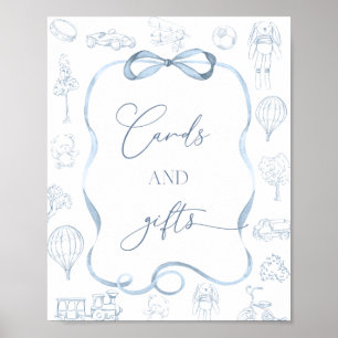 Affiche Cartes et Cadeaux de Nursery Toile de Jouy Bleu