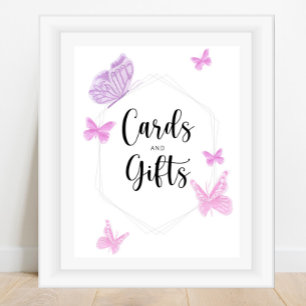 Affiche Cartes et cadeaux de papillon pour baby shower