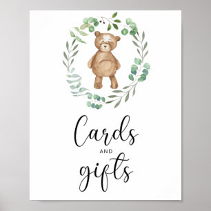 Affiche cartes et cadeaux de petit ours en peluche pour ba