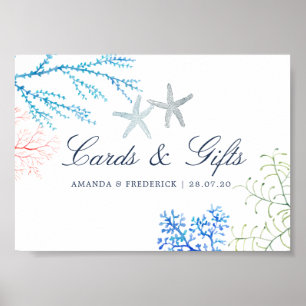 Affiche Cartes et cadeaux de plage d'algues à l'aquarelle