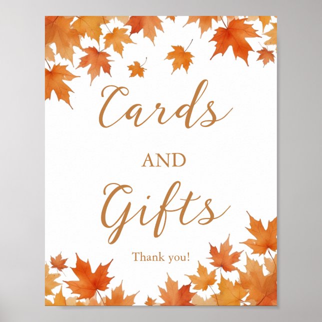 Affiche Cartes et Cadeaux de Réception de Mariage d'Automn (Devant)