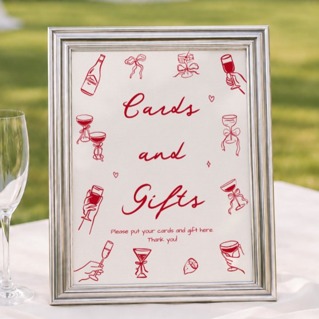 Affiche Cartes et Cadeaux de Réception de Mariage Rouge C' (Créateur téléchargé)