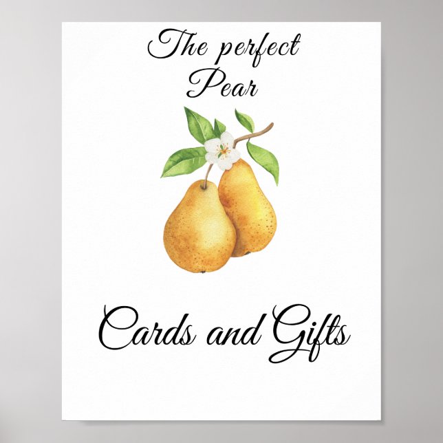 Affiche Cartes et cadeaux de shower de mariage à la poire (Devant)