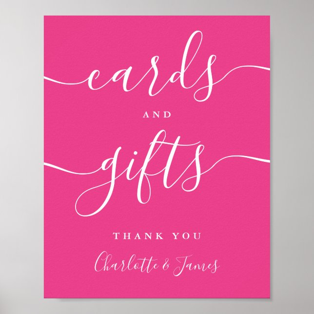 Affiche Cartes et cadeaux de signature de script rose chau (Devant)