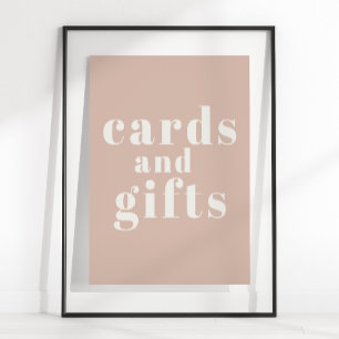 Affiche Cartes et cadeaux de typographie en grès rose pour