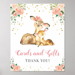 Affiche Cartes et cadeaux Deer Doe Girl Baby shower du boi